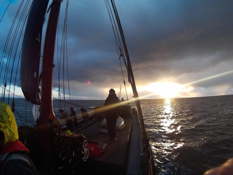 The sun during the Wadden race